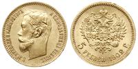 5 rubli 1902/АР, Petersburg, złoto 4.30 g, piękn