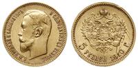 5 rubli 1910, Petersburg, złoto 4.29 g, zadrapan