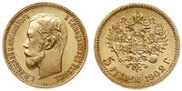 5 rubli 1902/AR, Petersburg, złoto 4.30 g, piękn