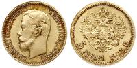 5 rubli 1903/AP, Petersburg, złoto 4.31 g, piękn