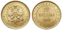 20 marek 1913/S, Helsinki, złoto 6.45 g, piękne,