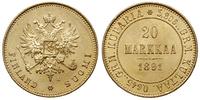 20 marek 1891/L, Helsinki, złoto 6.44 g, piękne,