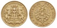 10 marek 1880/F, Hamburg, złoto 3.90 g, wyczyszc
