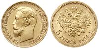 5 rubli 1904, Petersburg, złoto 4.30 g, Kazakov 