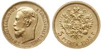 5 rubli 1903/АР, Petersburg, złoto 4.29 g, piękn