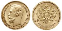 5 rubli 1904/АР, Petersburg, złoto 4.30 g, Kazak