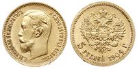 5 rubli 1904/AP, Petersburg, złoto 4.29 g, piękn