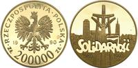 200.000 złotych 1990, Solidarność, złoto 31.25g