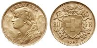 20 franków 1947, Berno, złoto 6.45 g
