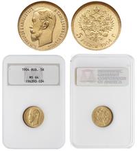 5 rubli 1904, Petersburg, moneta w pudełku NGC z