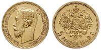 5 rubli 1902 АР, Petersburg, złoto 4.30 g, delik