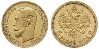 5 rubli 1904 АР, Petersburg, złoto 4.30 g, patyn