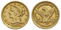 5 dolarów 1851/D, Dahlonega, złoto 8.26 g, rzadk