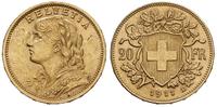 20 franków 1911/B, Berno, złoto 6.45 g, Fr. 499