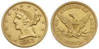 5 dolarów 1853, Filadelfia, złoto 8.32 g
