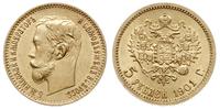 5 rubli 1901/ФЗ, Petersburg, złoto 4.30 g, Kazak