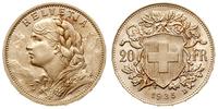 20 franków 1935/B, Berno, złoto 6.47 g, rzadszy 