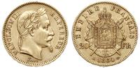 20 franków 1864  / A, Paryż, złoto 6.43 g, Fr. 5