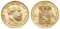 10 guldenów 1877, Utrecht, złoto 6.72 g, piękne,