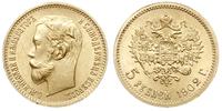 5 rubli 1902 АР, Petersburg, złoto 4.30 g, Kazak