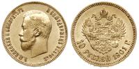 10 rubli 1901/АР, Petersburg, złoto 8.59 g, Kaza