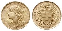 20 franków 1935/L-B, Berno, złoto 6.45 g, piękne