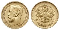 5 rubli 1898/AГ, Petersburg, złoto 4.30 g, bardz