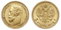 5 rubli 1901/ФЗ, Petersburg, złoto 4.30 g, piękn