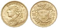 20 franków 1911/B, Berno, złoto 6.45 g, Fr. 499