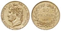 20 franków 1847/A, Paryż, złoto 6.44 g, Fr. 560,