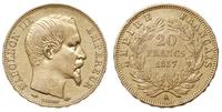 20 franków 1857/A, Paryż, złoto 6.45 g, Gadoury 