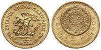 20 pesos 1959, złoto 16.64g, zacięcie na rewersi