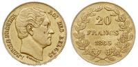 20 franków 1865, Bruksela, złoto 6.44 g, Fr. 411