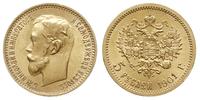 5 rubli 1901/ФЗ, Petersburg, złoto 4.29 g, Kazak