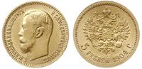 5 rubli 1904/AP, Petersburg, złoto 4.30g, Bitkin