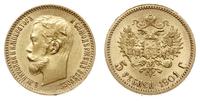 5 rubli 1901/ФЗ, Petersburg, złoto 4.30 g, Bitki