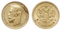 5 rubli 1904/АР, Petersburg, złoto 4.30 g, Bitki