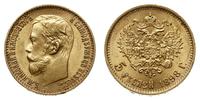 5 rubli 1898 AГ, Petersburg, złoto 4.30 g, piękn