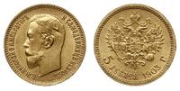 5 rubli 1903 AP, Petersburg, złoto 4.30 g, wyśmi