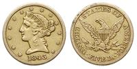 5 dolarów 1843, złoto 8.27 g