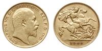 1/2 funta 1909, Londyn, złoto 3.97 g, Spink 3974