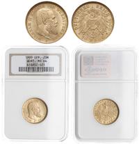 20 marek 1900/F, Stuttgart, złoto, moneta w pude