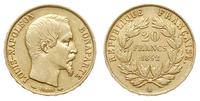 20 franków 1852/A, Paryż, złoto 6.45 g, Gadoury 