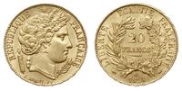 20 franków 1851/A, Paryż, złoto 6.41 g, Gadoury 