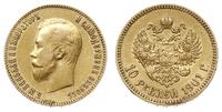 10 rubli 1901/ФЗ, Petersburg, złoto 8.59 g, Kaza