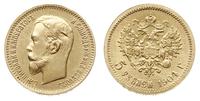 5 rubli 1904/AP, Petersburg, złoto 8.61 g, Kazak