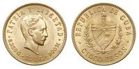 5 peso 1916, Filadelfia, złoto 8.35 g, bardzo ła