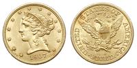 5 dolarów 1907, Filadelfia, złoto 8.35 g, bardzo