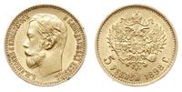 5 rubli 1898/AГ, Petersburg, złoto 4.29 g, piękn