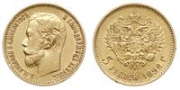 5 rubli 1898/AГ, Petersburg, złoto 4.28 g, ładne